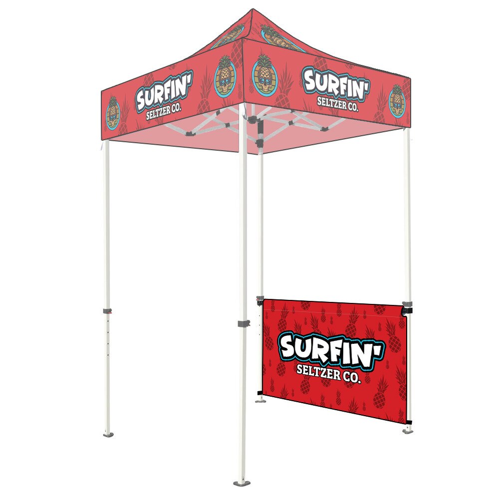 ONE CHOICE® 5 ft. Steel Canopy Tent Half wall — Double Sided Half Wall with Rail / Black Trim Color